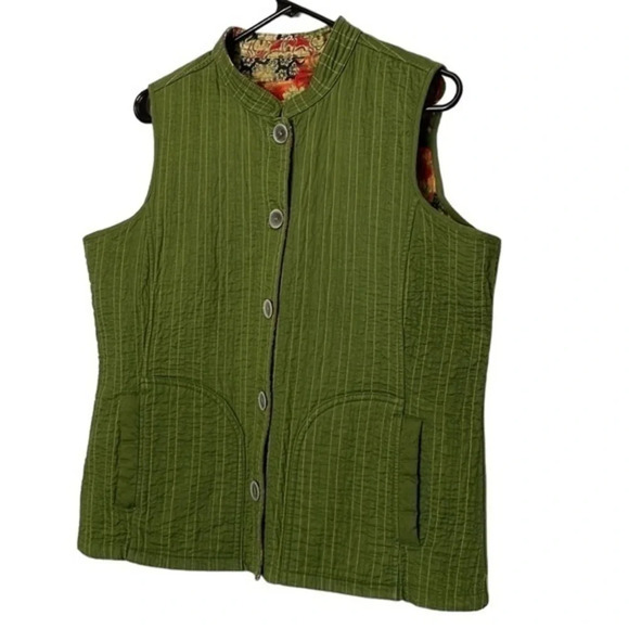 New Gorgeous Handmade Quilted Reversable Button Down Vest Size M/L - Picture 10 of 12